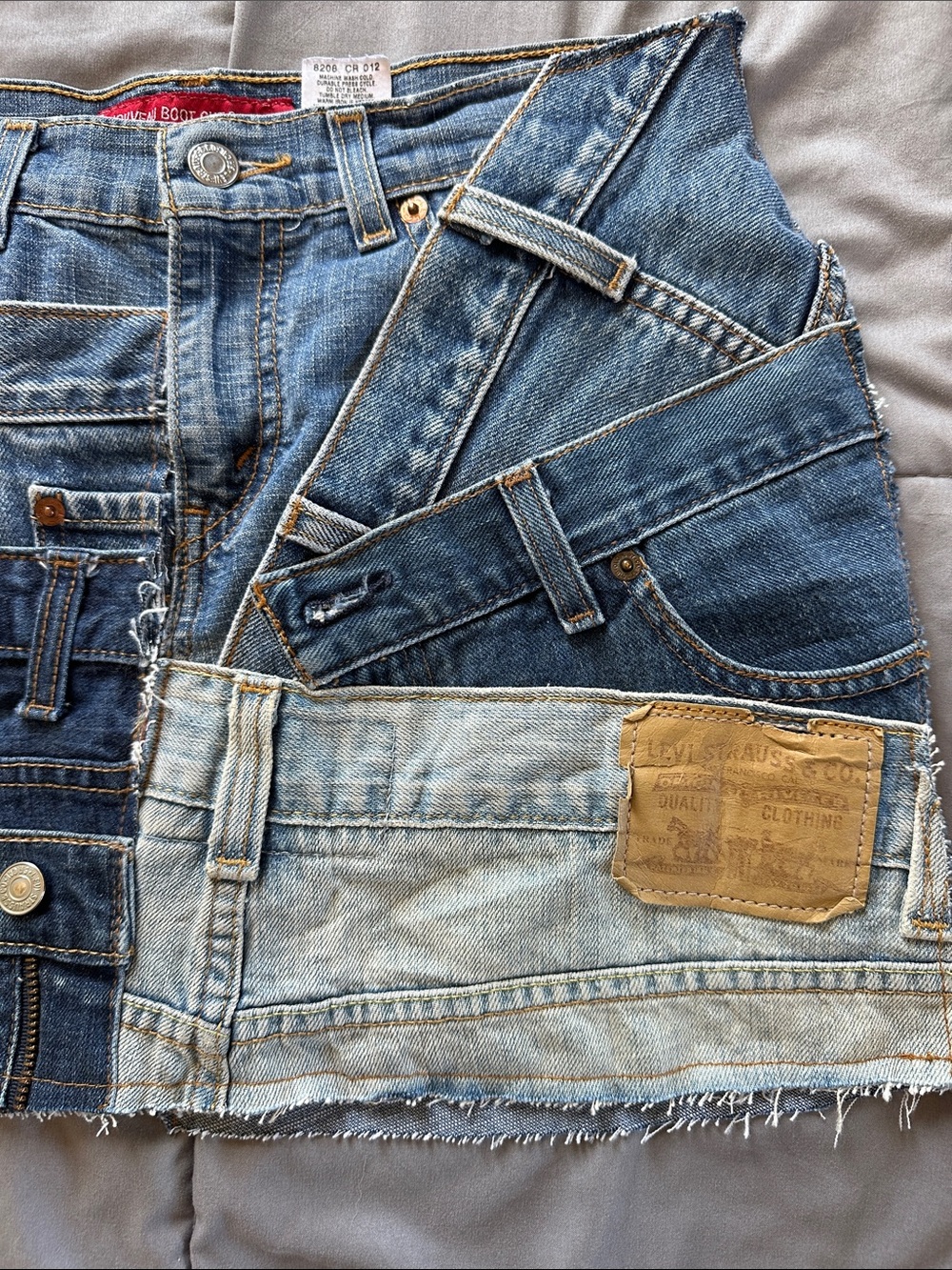 Levi's Mixed Blue Patchwork Denim Mini Skirt - Picture 6 of 7
